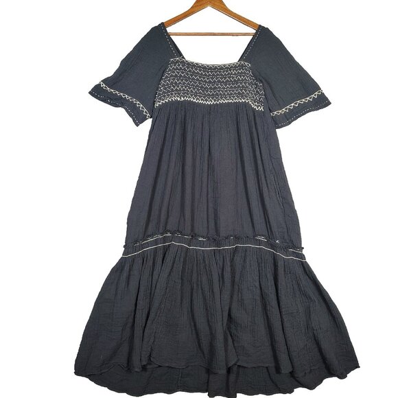 Free People Dresses & Skirts - Free People I'm The One Maxi Dress Women's Medium Black Flounce Smocked Boho
